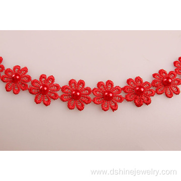 Red Daisy Lace Accessories Female Fashion Handmade Anklets